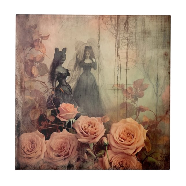 Dark Gothic Victorian Rose Portrait Tile (Front)