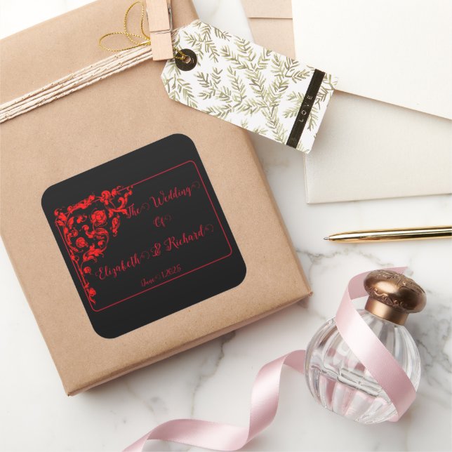 Dark Gothic Wedding Square Sticker (Gifting)