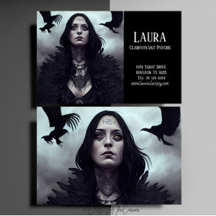 Dark Gothic Witch Crow Clairvoyant Psychic Business Card