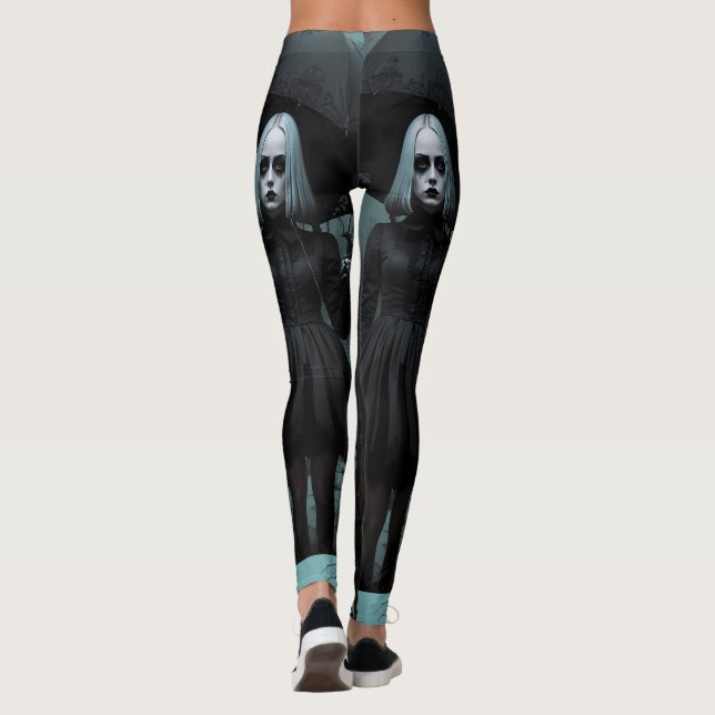 Dark Gothic Zombie Elegance  Leggings (Back)