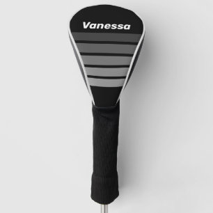 Dark Gradient Rainbow Across Striping with Name Golf Head Cover
