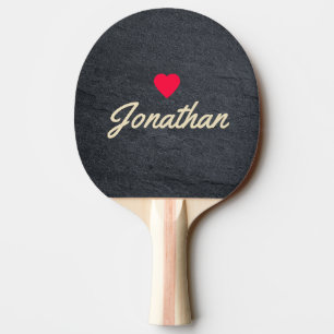 Dark Granite Stone Vintage Heart Signature Ping Pong Paddle