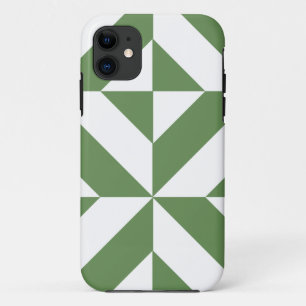 Dark Grass Green Geometric Deco Cube Pattern Case-Mate iPhone Case