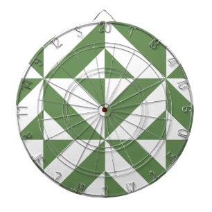 Dark Grass Green Geometric Deco Cube Pattern Dartboard