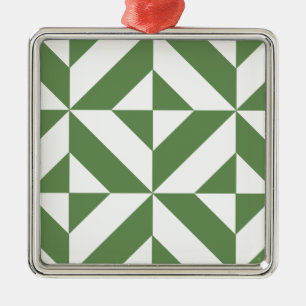 Dark Grass Green Geometric Deco Cube Pattern Metal Tree Decoration