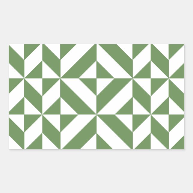 Dark Grass Green Geometric Deco Cube Pattern Rectangular Sticker (Front)