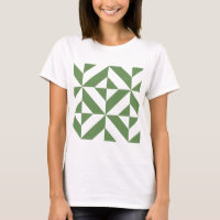 Dark Grass Green Geometric Deco Cube Pattern