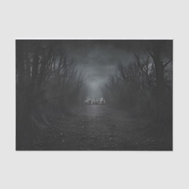 Dark Graveyard Cemetery Halloween Decoupage  Tissue Paper (Front)