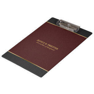 Dark-gray and red faux vintage leather clipboard