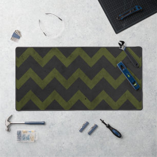 Dark gray army green vintage chevron desk mat