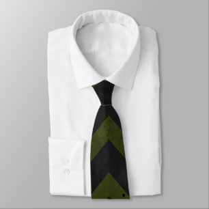 Dark gray army green vintage chevron tie