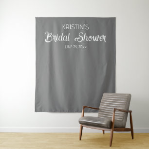Dark Gray Bridal Shower Photo Backdrop Tapestry