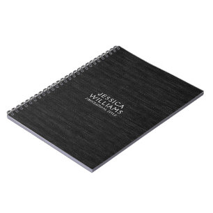 Dark Gray Fabric Texture Light Gray Typography Notebook