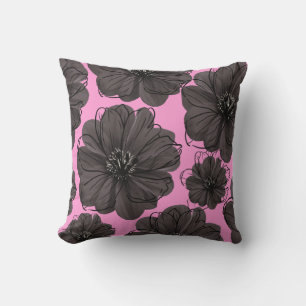 Dark Gray Flowers Cushion