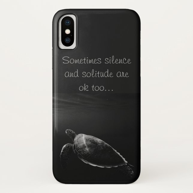 Dark Gray iPhone Case Swimming Turtle, silence. (Back)
