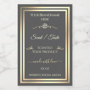 Dark Gray Product Label Gold Frame Vintage Rose