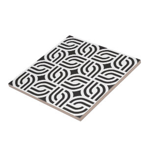 Dark Gray White Antique geometric Pattern Tile