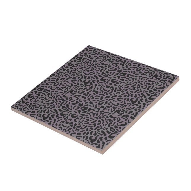 Dark Gray with Muted Charcoal Spots Leopard Tile (Side)
