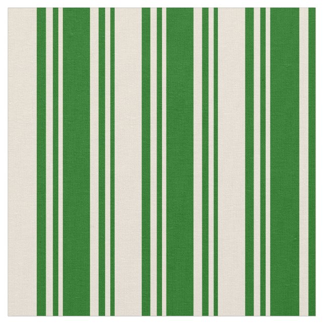 Dark Green and Bisque Stripes Pattern Fabric (Close Up)