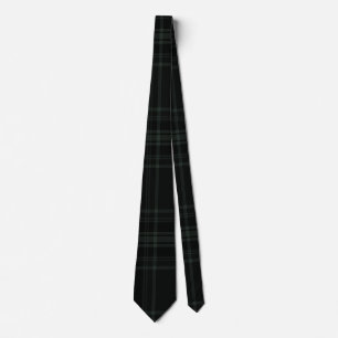 Dark Green and Black Tartan Plaid Pattern Design Tie