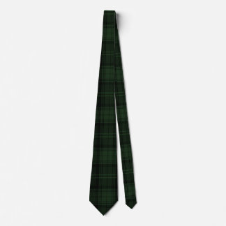 Dark Green and Black Tartan Plaid Pattern Tie