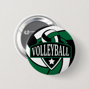 Dark Green and Black Volleyball Logo 6 Cm Round Badge