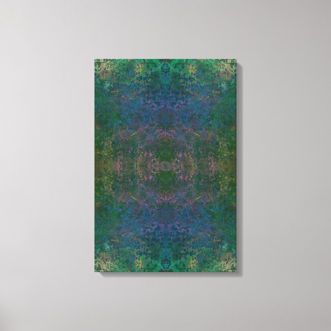 Dark Green and Blue Alcohol Ink Abstract  Canvas Print (Front)