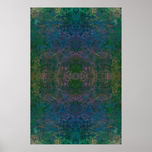 Dark Green and Blue Alcohol Ink Abstract  Poster (Front)