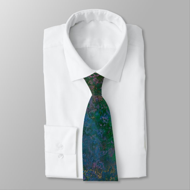 Dark Green and Blue Alcohol Ink Abstract  Tie (Tied)