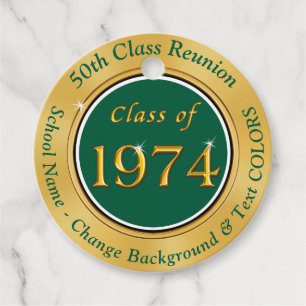 Dark Green and Gold, 50th Class Reunion,  Favour Tags