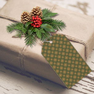 Dark Green And Gold Dots And Circles Gift Tags