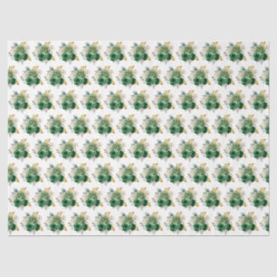 Dark Green and Gold Elegant Flowers Tissue Paper
