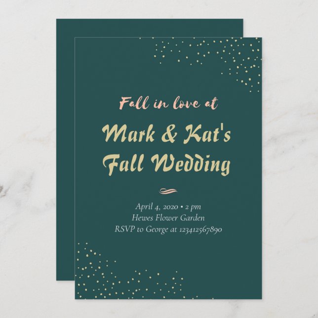 Dark Green and Gold Elegant Glittery Invitation (Front/Back)