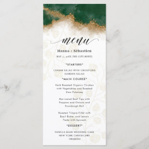 Dark green and gold Wedding  Menu