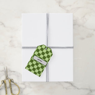 Dark Green and Light Green Checkers   Gift Tags