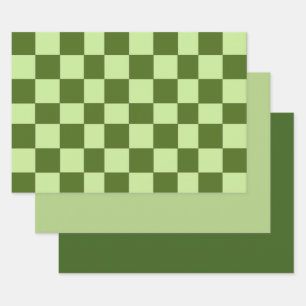 Dark Green and Light Green Checkers   Wrapping Paper Sheet