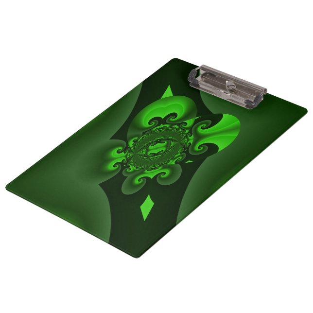 Dark Green And Lime Spiral Wave Clipboard (Angled)