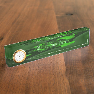 Dark Green And Lime Spiral Wave Nameplate