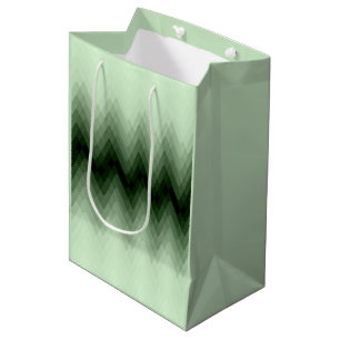 Dark green and mint zigzag. throw pillow medium gift bag