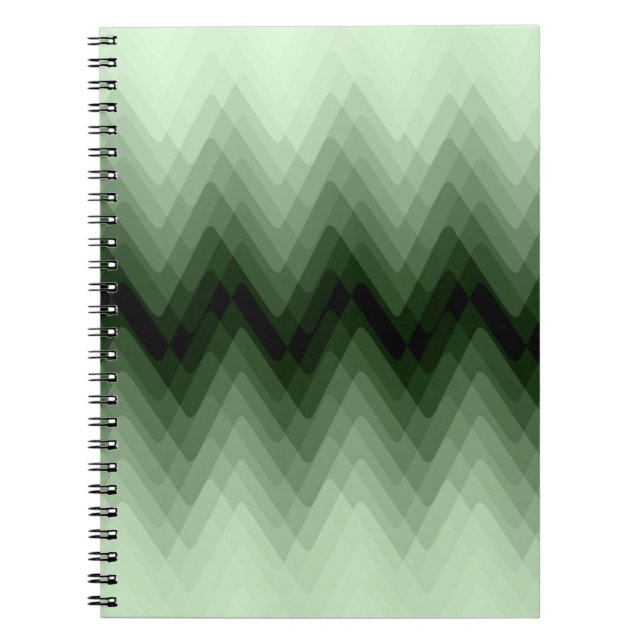 Dark green and mint zigzag. throw pillow notebook (Front)