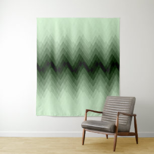 Dark green and mint zigzag. throw pillow tapestry