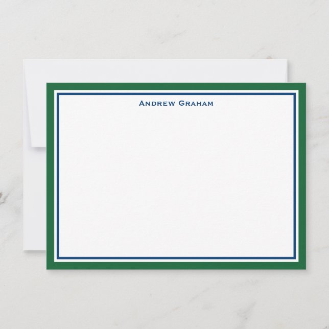 Dark Green and Navy Border Note Card (Front)