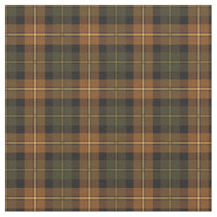 Dark Green and Orange Rustic Plaid Fabric