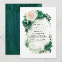 Dark Green and Pink Floral Bohemian Bridal Shower