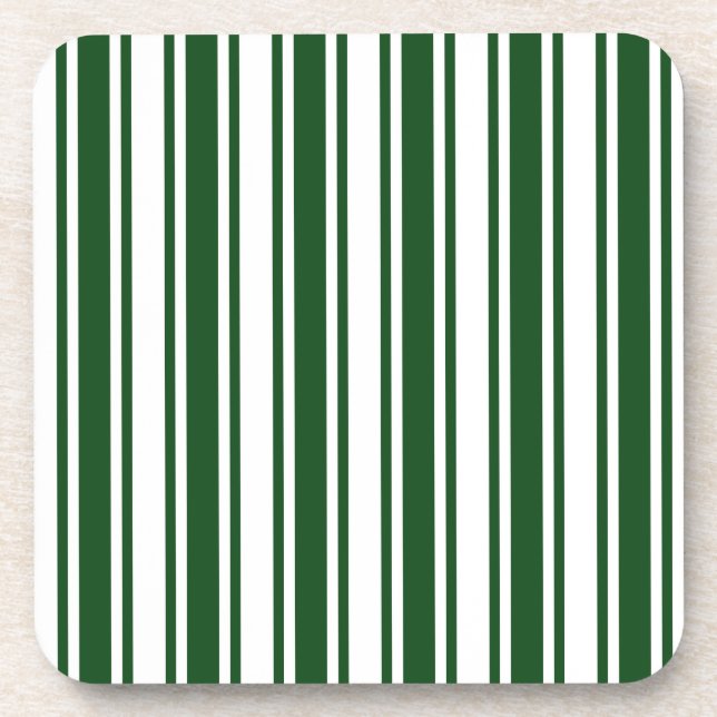 Dark green and white candy stripes coaster (Front)