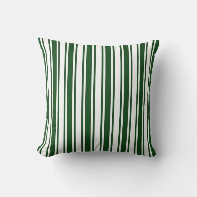 Dark green and white candy stripes cushion (Front)