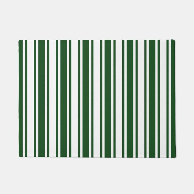 Dark green and white candy stripes doormat (Front)