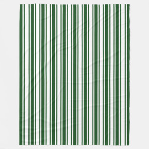 Dark green and white candy stripes fleece blanket