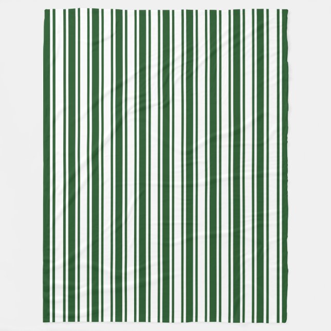 Dark green and white candy stripes fleece blanket (Front)