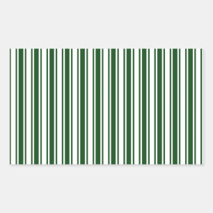 Dark green and white candy stripes rectangular sticker